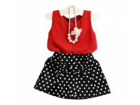 Elevin(TM) Toddler Kids Baby Girl Tutu Skirt Summer Dot Pleated Party Dresses Vest Sundress