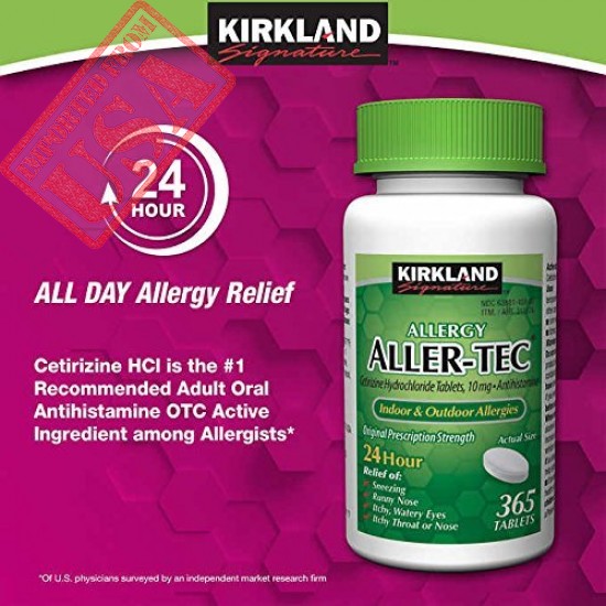 Buy Kirkland Signature Aller-Tec Cetirizine Hydrochloride Tablets, 10 mg imported from USA