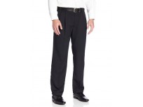 Haggar Men's Two Tone Herringbone Expandable Waist Pleat Front Dress Pant,Black,36W x 34L