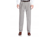 Haggar Men's Two Tone Herringbone Expandable Waist Pleat Front Dress Pant,Grey,36W x 34L