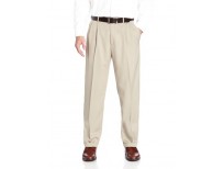 Haggar Men's Two Tone Herringbone Expandable Waist Pleat Front Dress Pant,Stone,36W x 34L