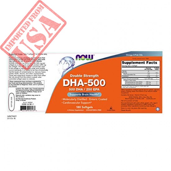 Buy original NOW Foods DHA-500 imported from USA sale online in Pakistan