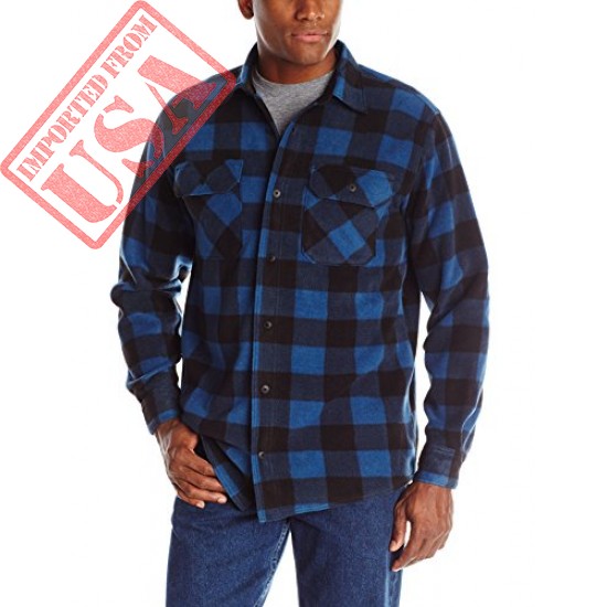 Buy Long Sleeve Plaid Fleece Shirt for Men imported from USA