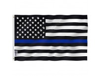 Anley Fly Breeze 3x5 Foot Thin Blue Line USA Flag - Vivid Color and UV Fade Resistant - Canvas Header and Double Stitched - Honoring Law Enforcement Officers Flags Polyester with Brass Grommets