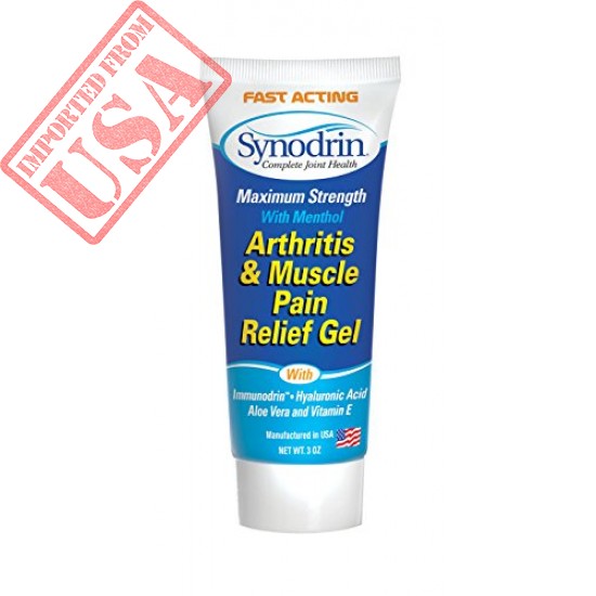Synodrin Topical Gel Cream 3oz Tube with Hyaluronic Acid, Menthol & Vitamin E - Helps Relieve Arthritis Muscle & Joint Pain for Men & Women