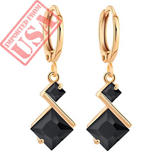 YAZILIND 18K Gold Plated Cubic Zirconia Inlay Charming Hoop Dangle Earrings for Women Gift