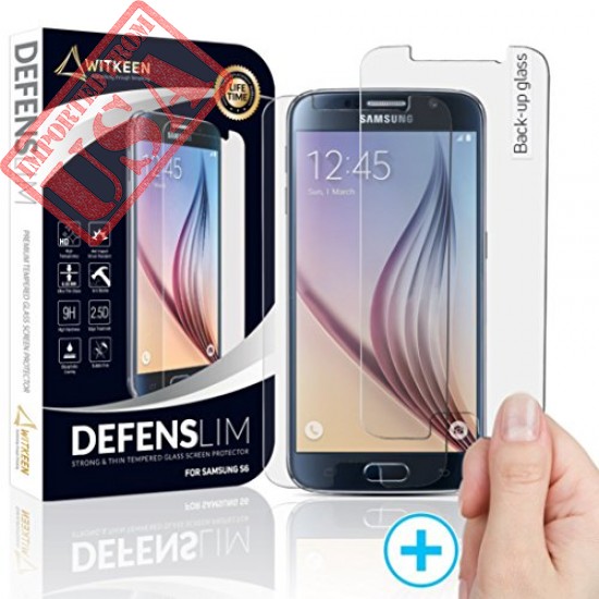 HIGH QUALITY WITKEEN GALAXY S6 TEMPERED GLASS SCREEN PROTECTOR WITH PREMIUM ANTI-SHATTER AND OLEOPHOBIC TREATMENT FOR SAMSUNG GALAXY S6 - ULTRA CLEAR - 2 PACK IMPORTED FROM USA