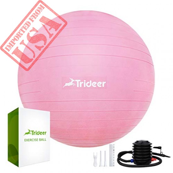 Trideer Exercise Ball (45-85cm) Extra Thick Yoga Ball Chair, Anti-Burst Heavy Duty Stability Ball Supports 2200lbs, Birthing Ball with Quick Pump (Office & Home & Gym) (Pink, XXL (78-85cm))