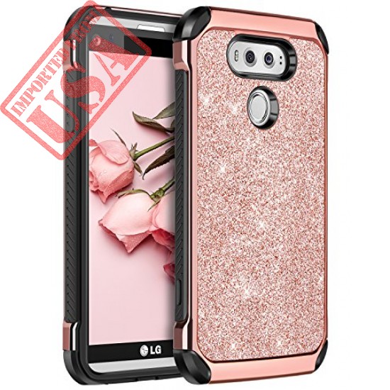 BENTOBEN Case for LG V20, Glitter Bling Luxury Slim Fit 2 in 1 Hybrid Hard Cover Laminated with Sparkly Shiny Faux Leather Chrome Shockproof Protective Phone Case for LG V20(2016 Release), Rose Gold
