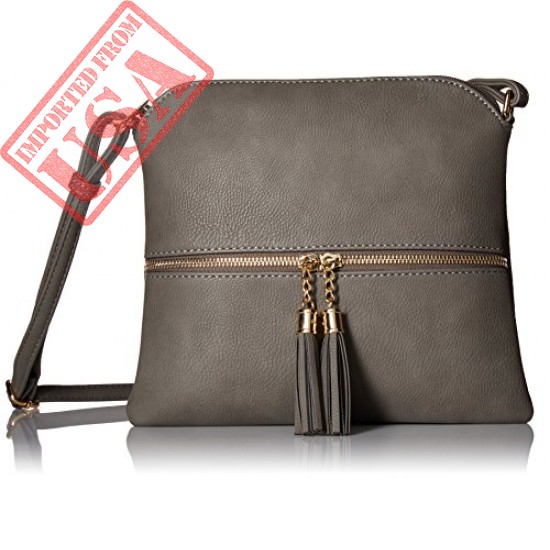 Buy Lightweight Medium Crossbody Bag with Tassel Grey Online in Pakistan