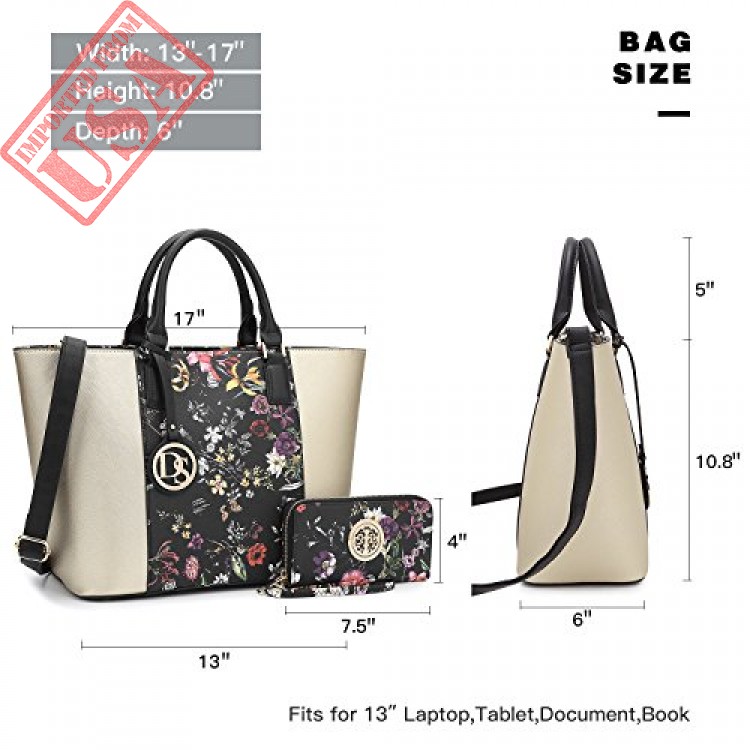 Dasein Women's Top Handle Structured Two Tone Tote Bag Satchel Handbag ...