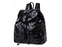 DIOMO Geometric Lingge Laser Women Backpack Travel Shoulder Bag(Black)