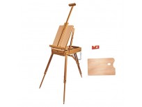 French Easel - Portable Wooden French Art Easel Stand with 12-Inch Drawer - Includes Wood Palette, Sketch Box, Shoulder Strap, Level for Field Painting and Drawing - 71.2 x 29.5 x 41 Inches Extended