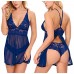 Ababoon Sexy Women Lingerie Robe Lace Nightwear Babydoll Sets Blue