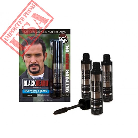 Blackbeard for Men Formula X - Instant Brush-on Beard & Mustache Color - 3-pack (black)