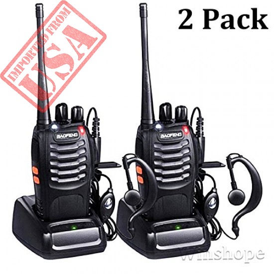 Baofeng BF-888s Walkie Talkies Long Range Radios With Earpiece Mic Vhf/UHF Radios 5W Two Way Radio Handheld 2 Way Radio Ham Transceiver With Antenna Headsets Microphone(2 Pack)