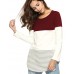 Aliex Women's Tunic Top Casual Long Sleeve T-Shirt Color Block Red S