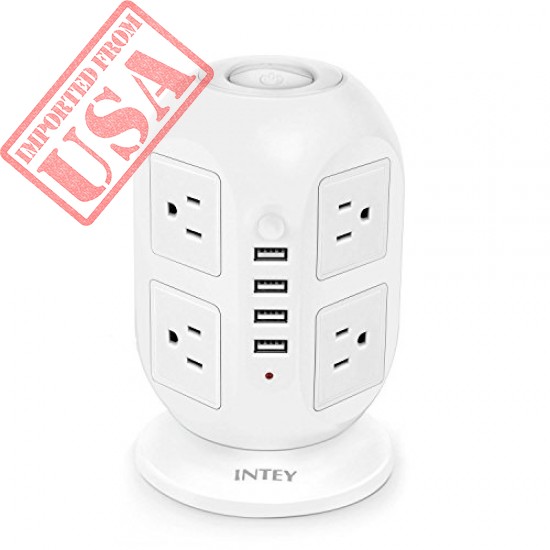 INTEY Power Strip Surge Protector 8 Outlet 4 USB Ports Multi Plug Outlet Long Extension Cord 9.8 Ft