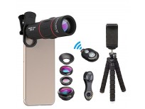 Apexel Phone Photography Kit-Flexible Phone Tripod +Remote Shutter +4 in 1 Lens Kit-High Power 18X Monocular Telephoto Lens, Fisheye, Macro & Wide Angle Lens for iPhone X 8 7 6 Plus Samsung Smartphone