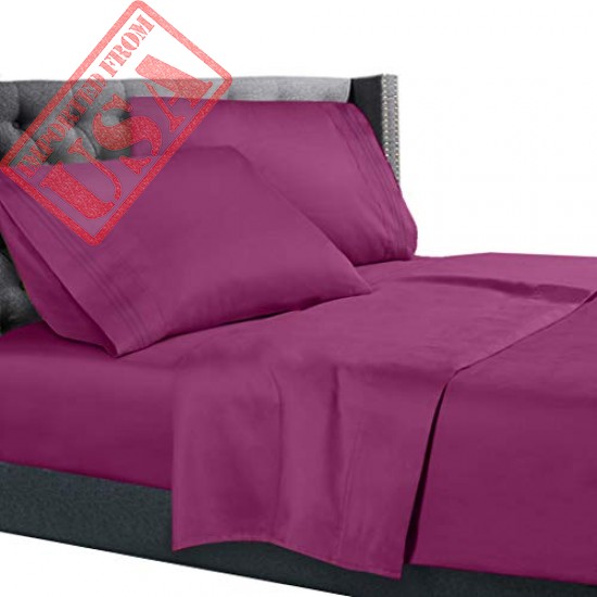 Nestl Bedding 3 Piece Sheet Set - 1800 Deep Pocket Bed Sheet Set - Hotel Luxury Double Brushed Microfiber Sheets - Deep Pocket Fitted Sheet, Flat Sheet, Pillow Cases, Twin XL - Magenta