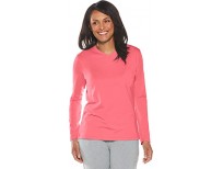 Coolibar UPF 50+ Women's Everyday V-Neck T-Shirt - Sun Protective (Medium- Hibiscus Pink)