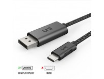 USB C to DisplayPort Cable (4K@60Hz), uni Thunderbolt 3 to DisplayPort Cable Compatible for MacBook Pro 2018/2017, iPad Pro/MacBook Air 2018, XPS 15, Surface Book 2 and More-Gray, 3FT/0.9m(Not HDMI