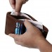 BUY FERRICOS RFID MEN COWHIDE LEATHER PORTRAIT SHORT PURSE EXTRA CAPACITY TRIFOLD INNER POCKET WALLET CARD CASE CASH COIN BAG MONEY CLIP ID PHOTO HOLDER MEN'S GIFT CRAZY HORSE BROWN IMPORTED FROM USA