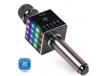 Portable Wireless Bluetooth Karaoke Microphone with LED lights, Built-in HIFI Dual-Speaker 10W and 2600mAH battery capacity, Handheld karaoke Mic Speaker Machine for Home KTV Birthday Party