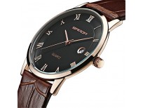 Super Slim Watch Mens Watches Genuine Leather Gold Calendar Quartz imported from USA