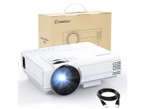 Crosstour Mini Home Portable Projector Supporting 1080P Dual Built-in Speaker 55,000 Hours Lamp Life Compatible with HDMI/USB/SD Card/VGA/AV/TV Box