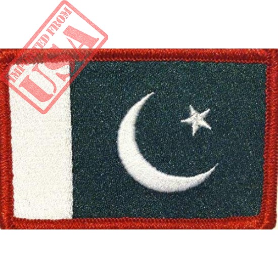 Pakistan Flag Embroidered Patch with Hook & Loop Travel Morale Patriotic Shoulder Pakistani Emblem Red Border #716